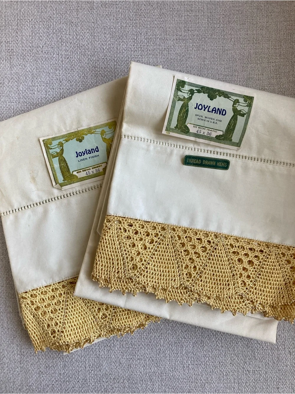 Joyland Pillowcases with Gold Crochet Trim - Set of 2